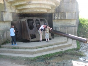 2012-08-08 The Author and his son at the Longues-sur-Mer Battery, Normandy