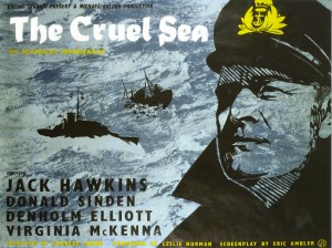 The face of Jack Hawkins looks out from the 1953 poster for The Cruel Sea.