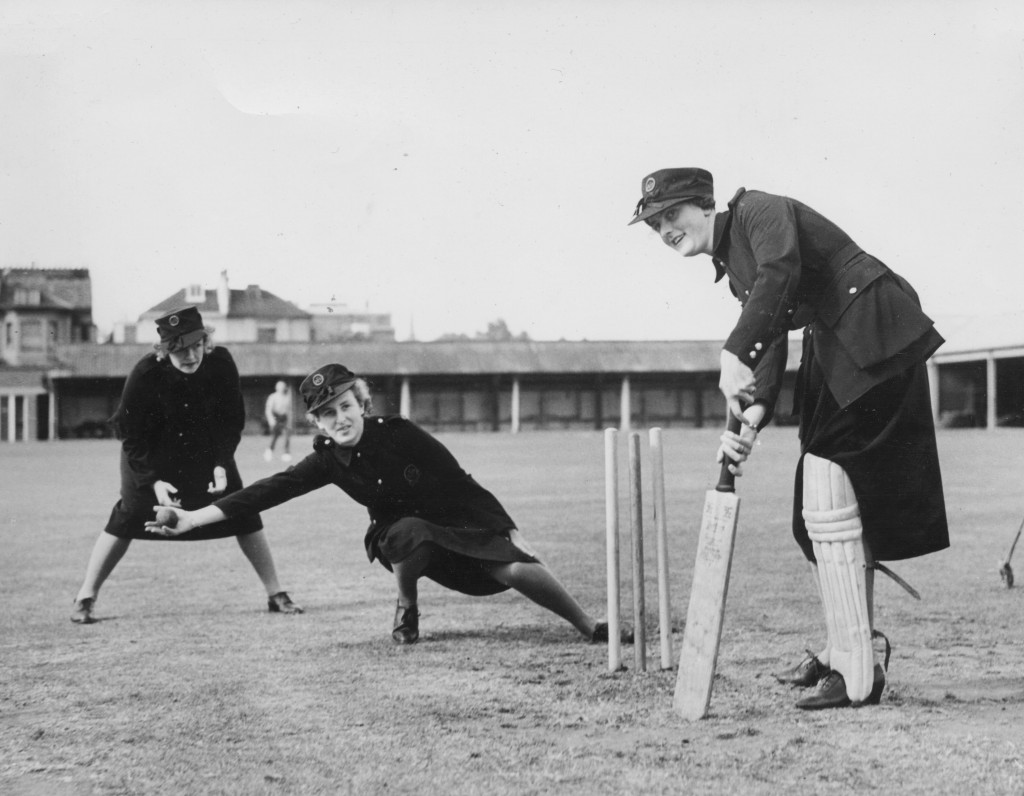 Women of the Auxiliary Territorial Service (ATS) pose for the camera at Lord’s cricket ground, c.1944.