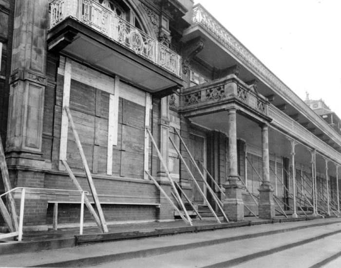 The boarded-up pavilion at Lord’s.