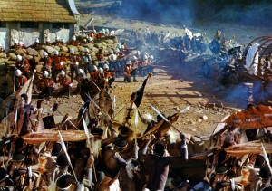 A dramatic scene from Zulu in 1964. Although much-loved, the film was not without its historical inaccuracies, especially surrounding the attack on Rorke’s Drift.