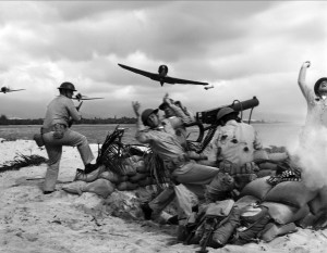 A dramatic battle scene from Tora! Tora! Tora! which depicts the Japanese attack on Pearl Harbor with notable accuracy. 