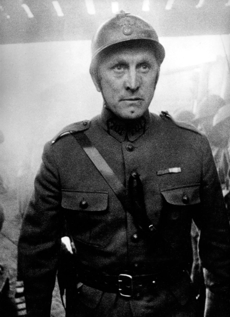 Kirk Douglas as Colonel Dax. Douglas fell in love with the film script after it had initially been  rejected by MGM.