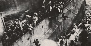 The abandonment of the sinking Repulse, one of two capital ships sent to support Singapore and sunk within a week of arrival in theatre. 