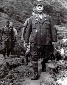 Yamashita emerges from the depths of the battlefield to give his surrender at the end of the Second World War.