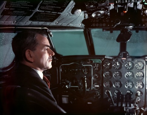 SIR FRANK WHITTLE British inventor of the jet engine 1907 to 1996 in the cockpit of a Comet jet aircraft