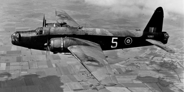 A Wellington Mk.IA of the Central Gunnery School based at Sutton Bridge flying south-east of Chatteris, 24 June 1943.