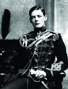 A young Winston Churchill in uniform.