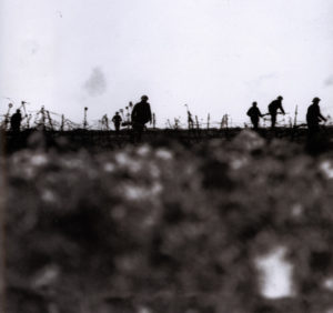 British infantry advance across no-man’s land in an open attack formation in 1917.