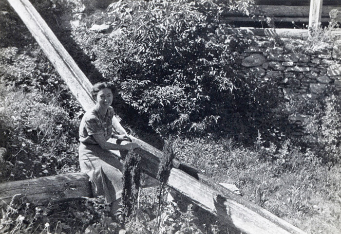 Churchill's 'favourite spy', Krystyna Skarbek sits by a water duct near a bridge she had helped to blow up during her work with the Resistance in France, 1944.