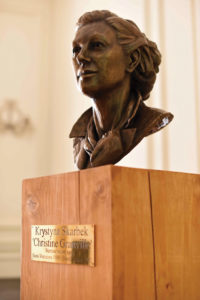 Skarbek commemorated in a bronze bust by artist Ian Wolter at Ognisko Polskie – the Polish Hearth club, in South Kensington.