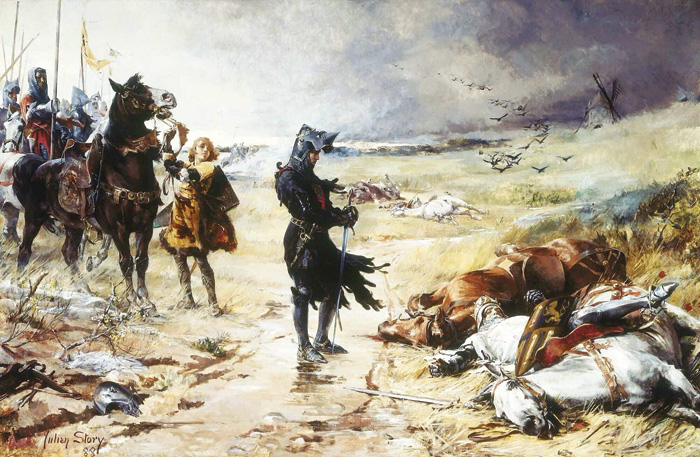 Edward the Black Prince pays his respects to the corpse of John the Blind after the Battle of Crécy. Image: Wikimedia Commons