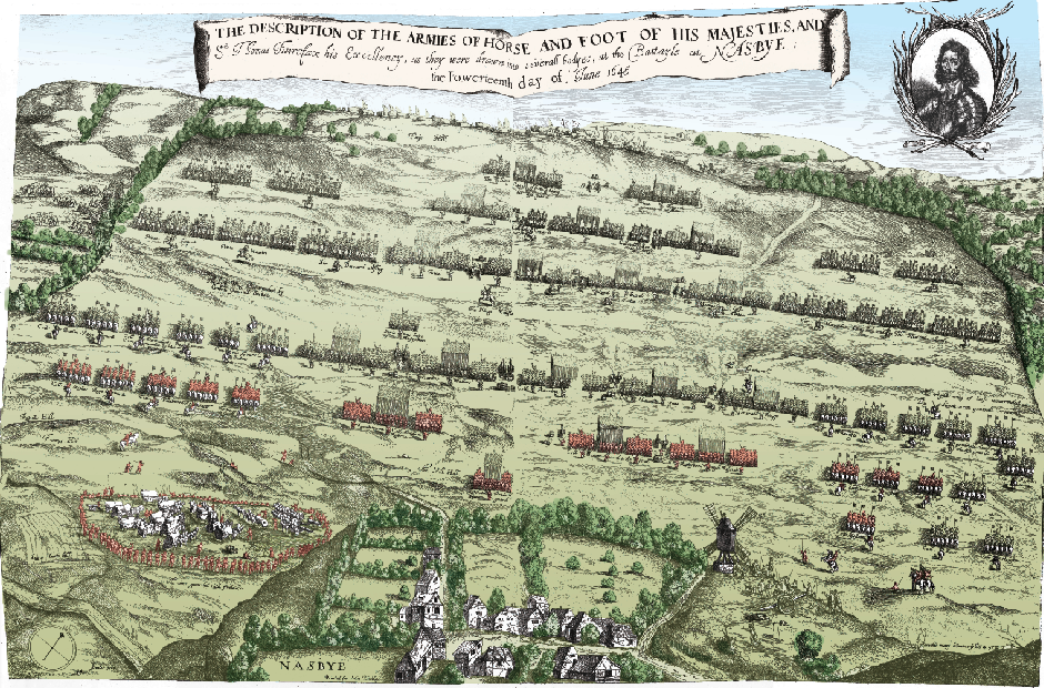 Cromwell at Naseby, 14 June 1645, where he commanded the right flank of the New Model Army, and again demonstrated his superb leadership of cavalry.
