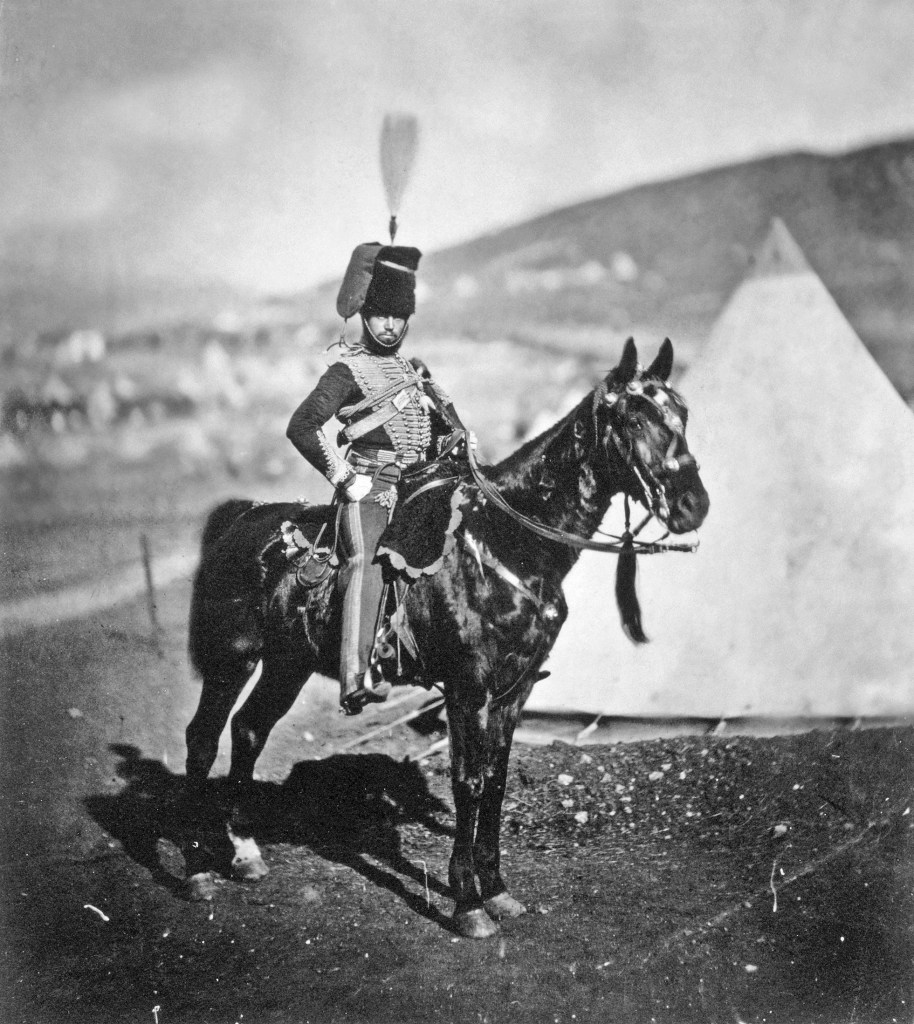 Cornet Henry John Wilkin (1855), by Roger Fenton. Wilkin survived the Charge of the Light Brigade.