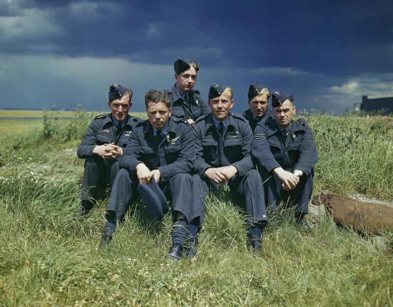 The crew of one of 617 Squadron’s Lancasters at Scampton, Lincolnshire, 22 July 1943, months after their daring raids.