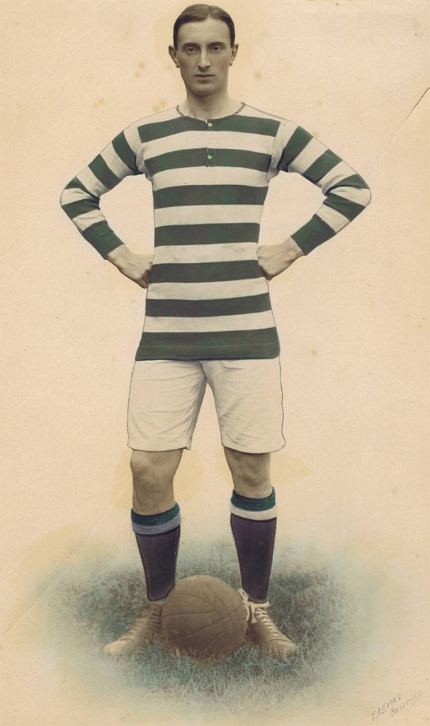 Bell in football kit. He played professionally until the First World War broke out.