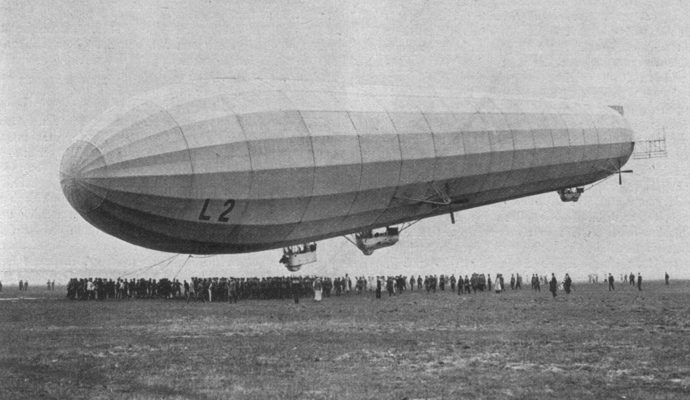 The German Zeppelin LZ 18 (L 2) at Berlin-Johannistal.