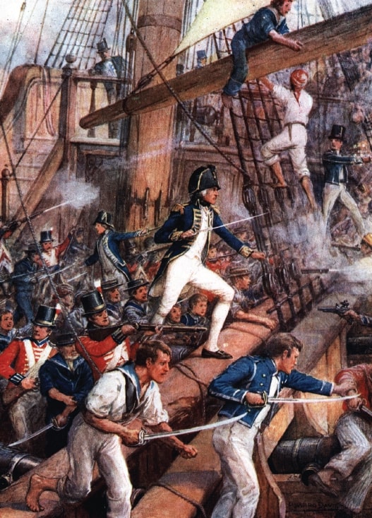 One of the giants in an age of giants: Nelson, here seen boarding the San Nicolas during the Battle of Cape St Vincent in 1797, brought the British way of war at sea to a peak of perfection.