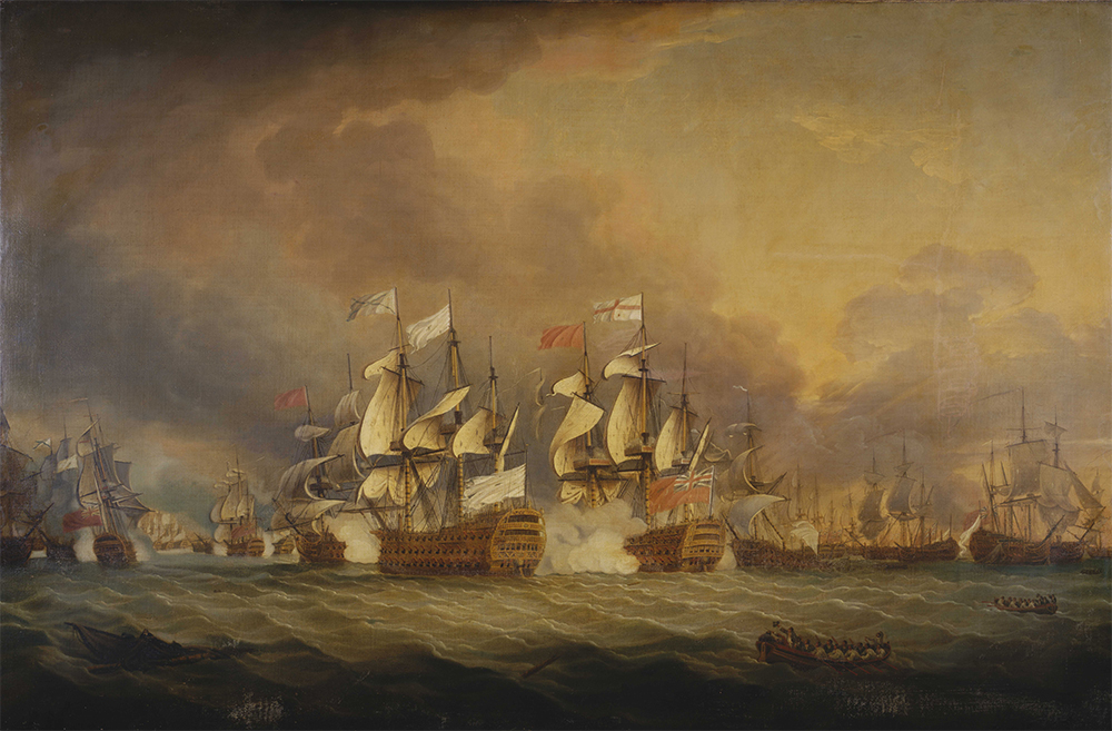 The Battle of the Saintes, 1782. Detail from a painting by Thomas Mitchell. Admiral George Rodney’s tactic of ‘breaking the line’ may have been accidental, but it was hailed at the time as a stroke of genius. 