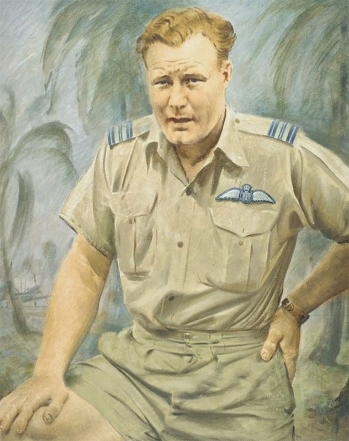 Sketch of Truscott, made around 1957. The redhead was both war hero and sporting icon in his native Australia.