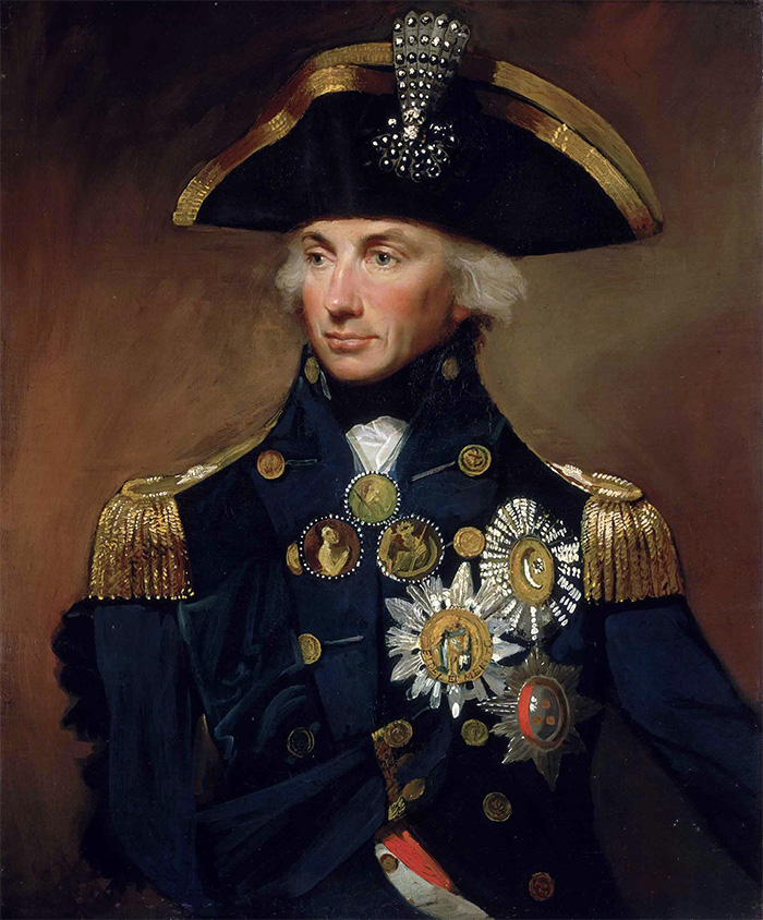 Admiral Horatio Nelson, detail from a 1799 portrait by Lemuel Francis Abbott.